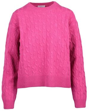 Ballantyne Truien & Vesten ,Roze ,Wol Pullover Intrecciato Girocollo