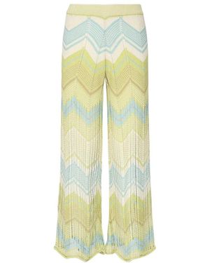 Akep Broeken ,Veelkleurig ,Wijde Pijp Elastische Taille Broek Cedar - Geel