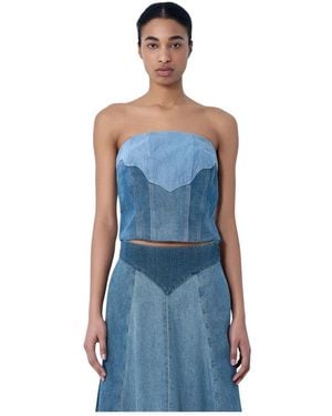 Levi's Strukturierter Denim-Bustier-Top - Blau
