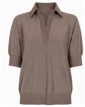 D.exterior Strickoberteil Mit Kragen - Braun