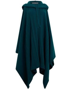 Alberta Ferretti Jassen ,Groen ,Wol Wolmantel Met Capuchon - Blauw