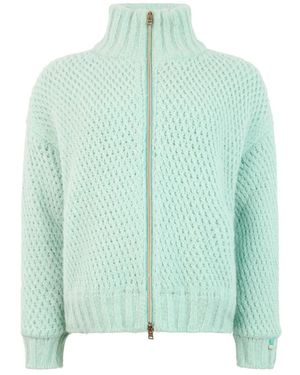 Herno Truien & Vesten ,Groen ,Wol Cardigan Met Centrale Rits