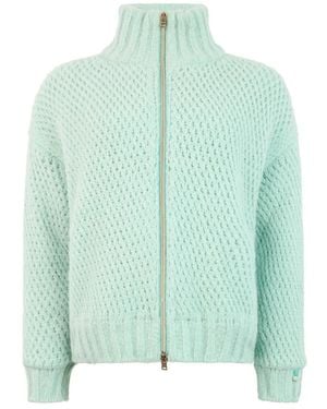 Herno Truien & Vesten ,Groen ,Wol Cardigan Met Centrale Rits