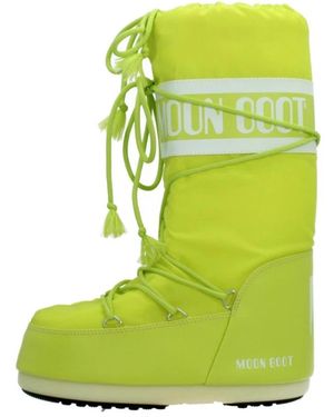 Moon Boot Schwarze Nylon Winterstiefel - Grün