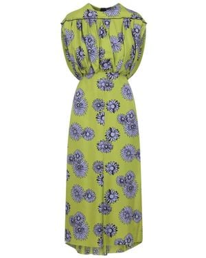 Lanvin Kleid Mit Drapierter Oberteil Mit Print - Grün