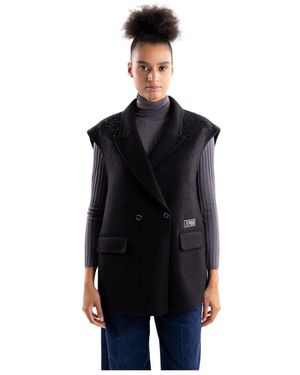 5 PROGRESS Jassen ,Zwart ,Wol Kort Wollen Gilet