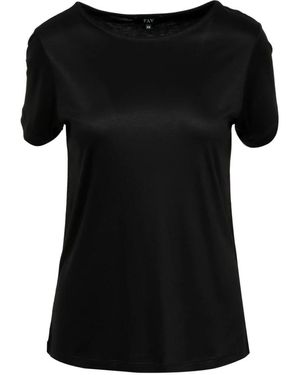 Fay Schwarzes Jersey Bootshals Kurzarm