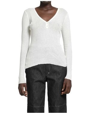 James Perse Ripp-Strick Henley-Oberteil - Weiß