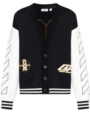 Off-White c/o Virgil Abloh Truien & Vesten ,Zwart ,Katoen Cardigan Met Applicaties