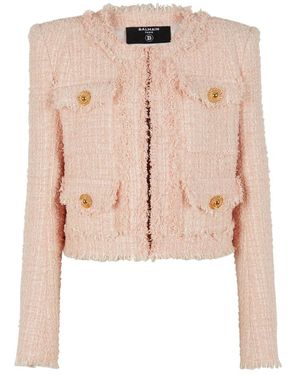 Balmain Jassen ,Roze ,Tweed Tweed Jas