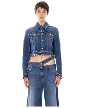 CYCLE Jassen ,Blauw ,Denim Milù Denim Cropped Trucker Jas