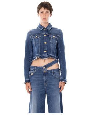 CYCLE Milù Denim Cropped Trucker Jacke - Blau