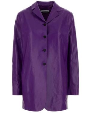 Jil Sander Single-Breasted Coats - Violet
