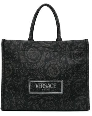 Versace Barocco athena schwarze tote tasche,bestickte jacquard barocco tote tasche