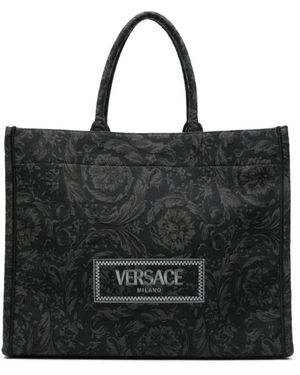 Versace Zwarte Barocco Jacquard Tote Tas