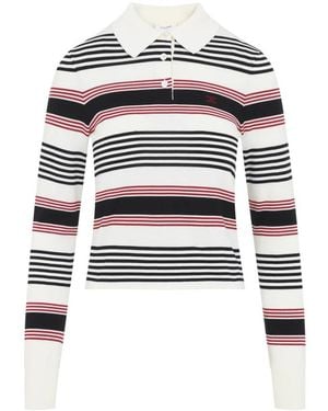 Celine Polo-Pullover Aus Baumwolle Mit Streifen - Weiß