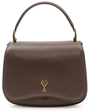 Ami Paris Tassen ,Bruin ,Leer Top Handle Paris Tas