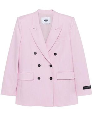 MSGM Jassen ,Roze ,Leer Double-Breasted Notched Lapel Jacket