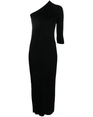 Aeron Zwarte Geribbelde Maxi Jurk