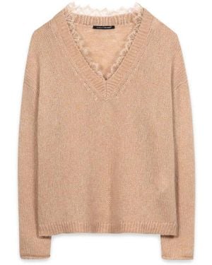 Luisa Cerano V-Ausschnitt Strickware - Natur