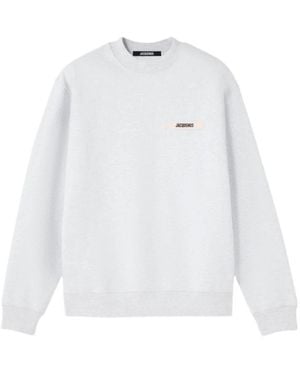Jacquemus Hoodies & Sweatvesten ,Grijs ,Katoen Gros Grain Crew-Neck Sweatshirt - Wit