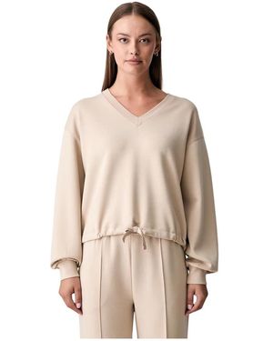 Scotch & Soda Hoodies & Sweatvesten ,Polyester Modal V-Neck Sweatshirt - Naturel