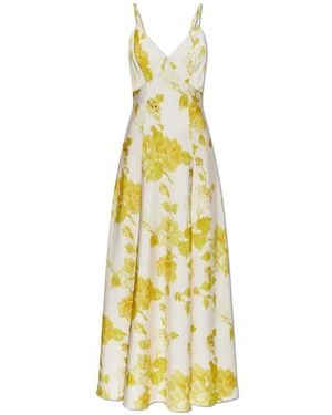 AllSaints Kleedjes ,Geel ,Polyester Irina Floral Maxi Jurk - Metallic