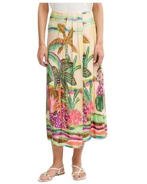 Lola Casademunt Rokken ,Veelkleurig ,Wrap Midi Rok - Groen