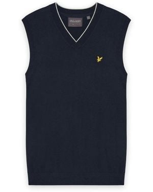 Lyle & Scott Truien & Vesten ,Blauw ,Katoen Golf V Neck Light Weight Vest