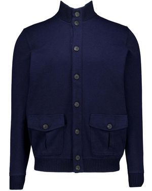Gran Sasso Truien & Vesten ,Blauw ,Katoen Pocket Gebreid Bomberjack