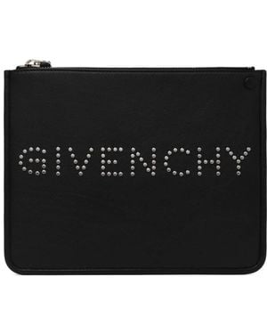 Givenchy Logo Leder Pochette - Schwarz