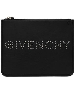 Givenchy Logo Leren Pouch - Zwart