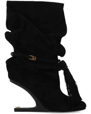 Balmain Schoenen ,Zwart ,Leer No Wedge Suede Enkellaarsjes