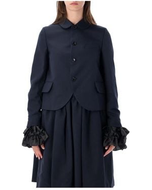 Comme des Garçons Jassen ,Blauw ,Jacket Ruffle Sleeve
