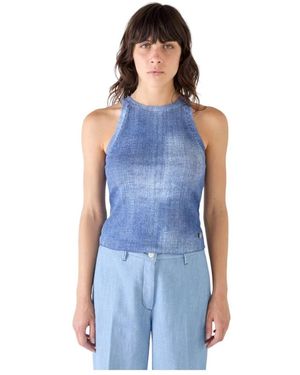 Shaft Sleeveless Tops - Azul
