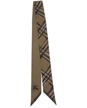 Burberry Seiden-Schal Mit Aquarell-Karomuster - Natur