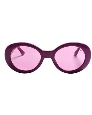 Guess Accessoires ,Paars ,Ovale Acetaat Zonnebril Voor Vrouwen - Roze