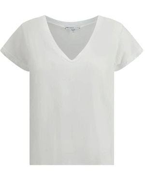 James Perse Tops ,Wit ,Katoen V-Hals Katoenen T-Shirt
