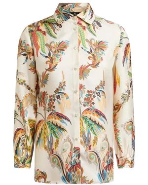 Etro Overhemden ,Veelkleurig ,Zijden Blouse Met Paisleyprint - Metallic