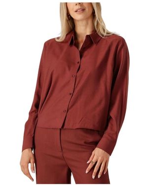 Modström Overhemden ,Rood ,Wol Rode Veelzijdige Shirt Voor Herfst-Winter