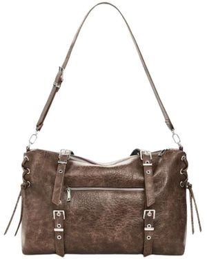 Desigual Tassen ,Bruin ,Leer Half Logo Lanuza Shopper