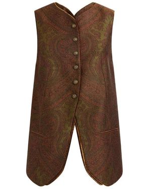 Etro Paisley-Weste Mit Einreiher - Braun