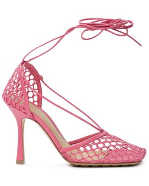 Bottega Veneta Rosa Stretch-Mesh-Sandalen - Pink