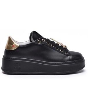 GIO+ Leder-Sneakers Mit 4Cm Gummisohle - Schwarz
