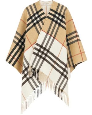 Burberry Cape Met Franjes En Ruitpatroon - Metallic