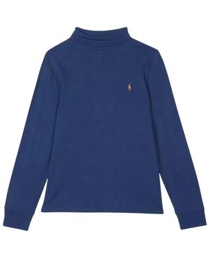 Ralph Lauren Baumwoll-rollkragenpullover mit logo - Blau