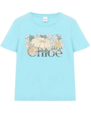 Chloé Baby Fit Logo T-Shirt - Blauw