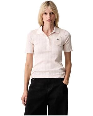 Lacoste Tops ,Katoen Pointelle Knit Polo - Wit