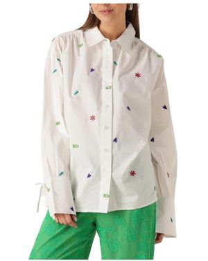 Refined Department Elegante Weiße Lara Bluse - Grün