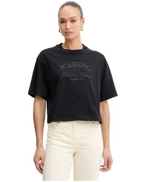 Iceberg Tops ,Zwart ,Katoen Katoenen T-Shirt